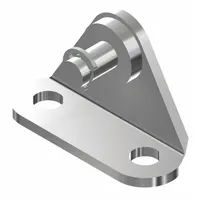 This zinc-plated steel gas spring bracket provides a pivot point for mounting gas springs in industrial equipment. It is used in machinery, enclosures, and access panels to facilitate controlled motion. Overall height is 17.5 mm and overall width is 13.5 mm