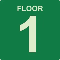 This 8 in x 8 in plastic floor sign is designed for adhesive mounting on floors. It features glow-in-the-dark capability for visibility in low-light conditions and is not retroreflective. Suitable for marking safety paths, exits, or hazard areas in industrial and commercial environments.
