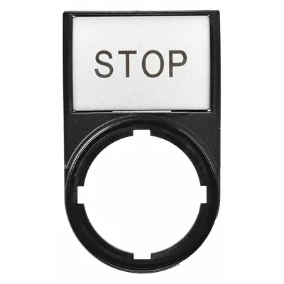 EATON Legend Plate: 22 mm Panel Mounting Size, Half-Round, 1 5/16 in Overall Wd - Push-Button Rings & Plates