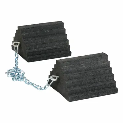 CHECKERS Wheel Chock: Rubber, 55 in Max Compatible Wheel Dia, 10,000 lb Vehicle Wt - Max - Secure-Grip Rubber Wheel Chocks