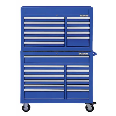 WESTWARD Tool Chest and Cabinet Combination: 24 Drawers, Heavy Duty, Keyed - Heavy-Duty Top Chest & Rolling Cabinet Combos