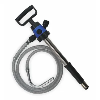 OILSAFE Hand Pump: Piston Action, Pump with Hose, Nozzle & Spout, ABS/Stainless Steel Housing - Down-Stroke Drum Pumps