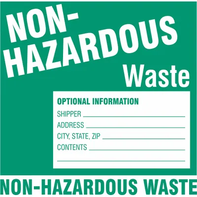 BRADY Handling Label: Optional Information, 6 in x 6 in, 6 in Label Wd, 6 in Label Ht - Waste