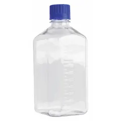 PETG Media Bottle, 1 L, Sterile, Screw-On Closure, Graduated, Colorless