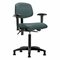 Vinyl Lab Chair with Arms, Adjustable Height 21-28 1/4 in, Nylon Base