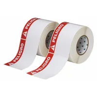 Pre-Cut Label Stock Roll: Peligro, PELIGRO Header, 4 in x 6 in, 4 in, Polyester, White, 500 Labels (MPN THTEL-25-483-1-PE)