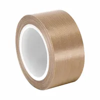 This PTFE slick surface tape features a silicone adhesive and brown cloth backing. With a thickness of 5.3 mil and length of 36 yards, it is suited for low-friction release surfaces in packaging, heat sealing, and material handling applications