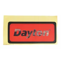 Replacement name plate for Dayton brand material handling equipment. Provides correct identification labeling for maintenance, safety compliance, and parts ordering in industrial facilities