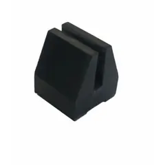 Rubber foot component for securing fiberglass grating panels to pedestal supports. Provides a non-slip, vibration-dampening connection in industrial flooring systems such as walkways, platforms, and trench covers.