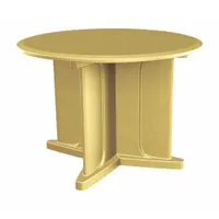This 42-inch diameter round table features a no-game-top surface and an X-base design that accepts sand ballast for outdoor stability. Constructed of polyethylene, it meets ISO 22196 standards for antimicrobial performance. Suitable for commercial and public settings such as parks, campuses, and break rooms