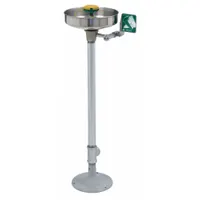 HAWS Plumbed Eyewash: Std, Floor Mnt, Eyes and Face Coverage, Covered, Stainless Steel Bowl (MPN 7361-7461)