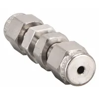 This double-ferrule stainless steel union connects two 1/16 in OD tubes with compression ends. It is used in instrumentation, hydraulic, and pneumatic systems for leak-tight sealing. Compatible with Parker A-LOK fitting brands