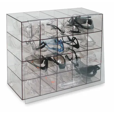 OEM Clear PETG Protective Eyewear Dispenser, 20 Compartments, 15 in Width - Cases
