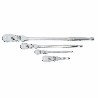 GEARWRENCH Hand Ratchet Set: Pear, Reversible, 5 in_7 in_11 in_17 in Overall Lg - Flex-Head Ratchet Sets