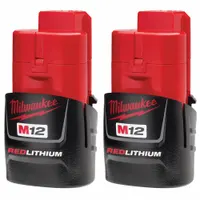 MILWAUKEE Battery: M12™, 1.5 Ah, 2 Batteries Included, 12V DC, 2 PK (MPN 48-11-2411)