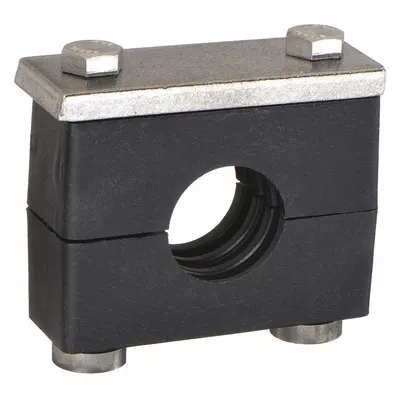 BEHRINGER PIPE SYSTEMS Vibration-Dampening Beta Clamp: Ribbed Bore, 304 Stainless Steel Clamp (MPN R7HT4075-PP) - Vibration-Dampening Textured Core Beta Clamps