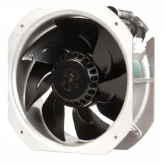 Standard square axial fan with steel blade, 600 cfm airflow at 0.000 in static pressure. Measures 8 7/8 in height and 3 1/8 in depth. Features terminal connections and IP44 rating. Suitable for cooling and ventilation in enclosures and cabinets.