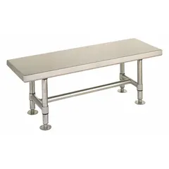 This fixed-height lab table features a stainless steel surface, overall length of 4 ft, width of 16 in, and height of 18 in. Suitable for general laboratory and industrial workstations where a corrosion-resistant work surface is required.