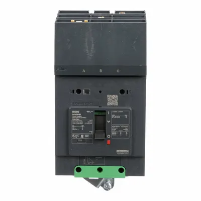 SQUARE D Molded Case Circuit Breaker: 80 A Amps, 100kA at 240V AC, Fixed, ABC, 3 Poles - B-Frame Square D Molded Case Circuit Breakers