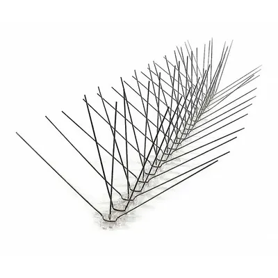 BIRD-X Bird Repellent Spikes: Wide, Plastic Base, Clear, 100 ft Overall Lg - Bird Spikes