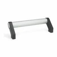 JW WINCO Pull Handle: Threaded Holes, Aluminum, Silver, 7.87 in Mounting Hole Center to Center (MPN 333-28-200-A-EL)