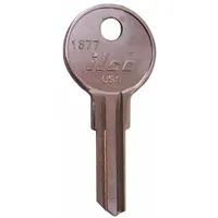 Key Blank: Compatible with E-Z-Go Locks, 1677 Keyway Type, Key ID # 1677, Brass, Nickel Plated