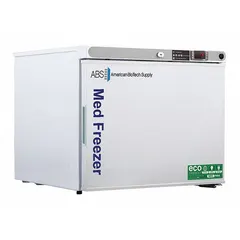Pharmacy freezer with 1.3 cu ft capacity, temperature range -25°C to -15°C, auto defrost method, and right-hinged door. Suitable for storing temperature-sensitive medications, vaccines, and biological samples in small clinics, labs, and pharmacies.