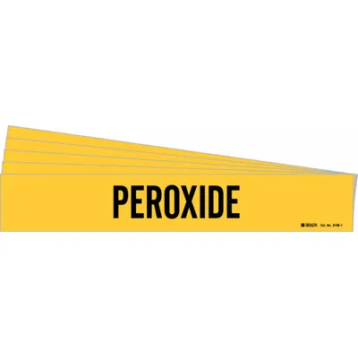 BRADY Pipe Marker: Peroxide, Yellow, Black, Fits 2 1/2 to 7 7/8 in Pipe O.D. - Peroxide Adhesive Pipe Markers