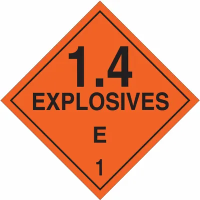 BRADY Container Placard: 1.4 Explosives E 1, 10 3/4 in x 10 3/4 in, 10 3/4 in Label Ht - Class 1: Explosives