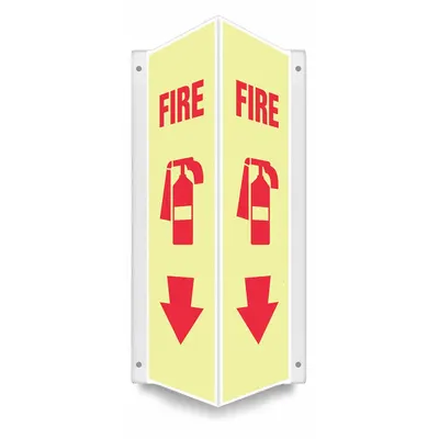 CONDOR Safety Sign: PETG, Mounting Holes Sign Mounting, 18 in x 7 1/2 in Nominal Sign Size - V-Shape Projection Fire Signs