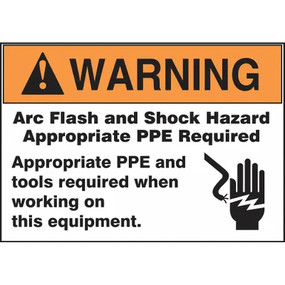 ACCUFORM Arc Flash Labels on a Roll: Coated Paper, Adhesive Sign Mounting, Not Retroreflective - Warning: Arc Flash And Shock Hazard Appropriate PPE Required Appropriate PPE And Tools Required When Working On This Equipment Signs