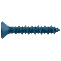 This concrete anchor screw is made of steel with a blue phosphate finish, featuring a Torx drive and pointed tip. It is removable and designed for fastening fixtures, brackets, or equipment to concrete, brick, or block. Supplied in a 100-pack, it has a 1/4 in diameter and 1 3/4 in overall length