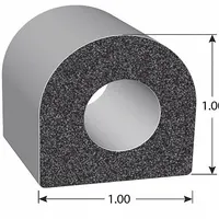 Self-adhesive D-shaped seal made of EPDM foam rubber in black. Overall length 25 ft, width 1 in. Standard adhesive bond for mounting. Used for weatherproofing, vibration dampening, and gap sealing in doors, panels, enclosures, and machinery
