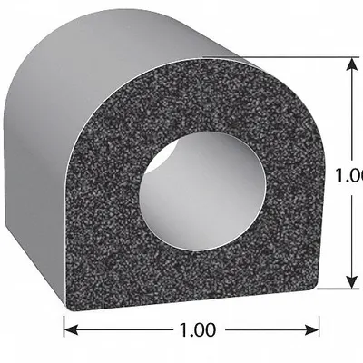TRIM LOK Seal: D-Shaped, Self-Adhesive Mounting, Std, EPDM, 25 ft Overall Lg - D-Section Foam Rubber Seals