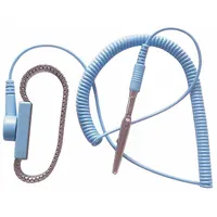 APPROVED VENDOR Metal Wrist Strap Kit: Metal, Silver, Blue, 1 Strap Conductors, 7 ft Cord Lg - Max