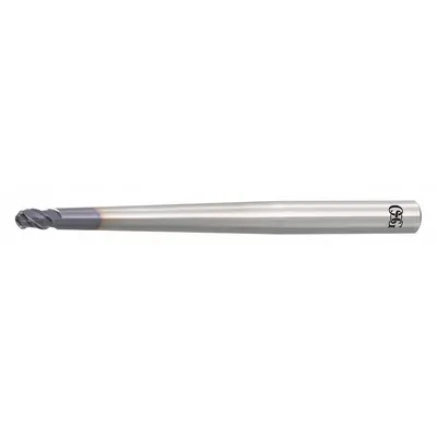 OSG Ball End Mill: Carbide, WXS Coated, 3 Flute, 3 mm Mill Dia, 4.5 mm LOC - Pencil-Neck Carbide Ball End Mills for Hardened Materials