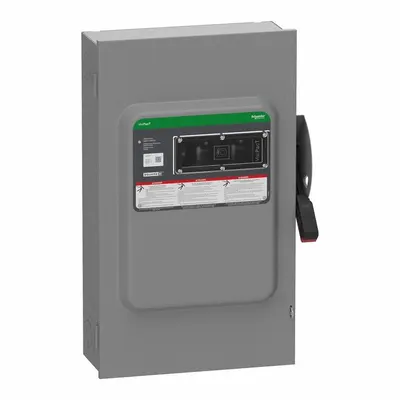 SCHNEIDER Safety Switch: Fusible, 200 A, Three Phase, 600V AC/DC, Galvanized Steel - Fusible Safety Switches