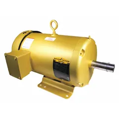 Totally enclosed fan-cooled (TEFC) 3-phase AC motor with rigid base mount. Rated 5 hp, 1750 RPM at 60 Hz, 230/460V AC, full load current 13.4/6.7 A. Suitable for general-purpose industrial applications such as pumps, fans, conveyors, and compressors.