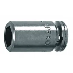 SAE power socket with 1/4 in drive and 1/4 in socket size. Features a 6-point standard design, oiled finish, and magnetic functionality for secure bit retention. Used for fastening and loosening fasteners in industrial assembly and maintenance applications.