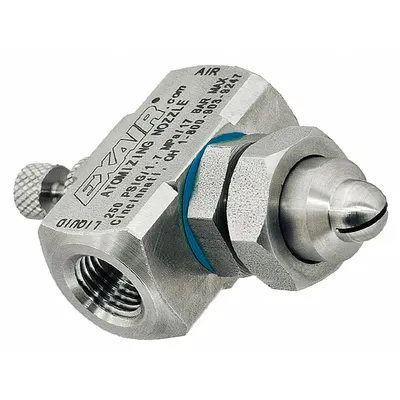 EXAIR Atomizing Spray Nozzle: Siphon, 2.3 scfm, Flat, 1/4 in FNPT, FNPT - Siphon Fed Air-Atomizing Spray Nozzles