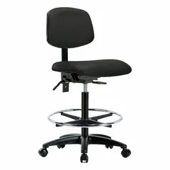 Vinyl Lab Chair, Armless, Adjustable Height 25" to 34-1/2", Nylon Base, Foot Support