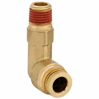 Push-Fit Elbow Fitting: 3/8 in OD x 1/4 in Pipe Fitting Size, Push-to-Connect x MNPT, Brass, Adapter (MPN QVS169PTCNSL-6-4)