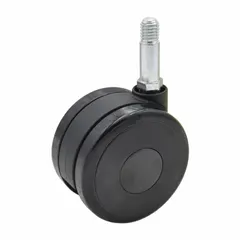 Swivel caster with stem mounting and no brake. Frame color is black. Compatible with Basic American healthcare beds, including Zenith 9000, Zenith 9000APS, and Zenith II models. Used for OEM replacement or maintenance in institutional settings.