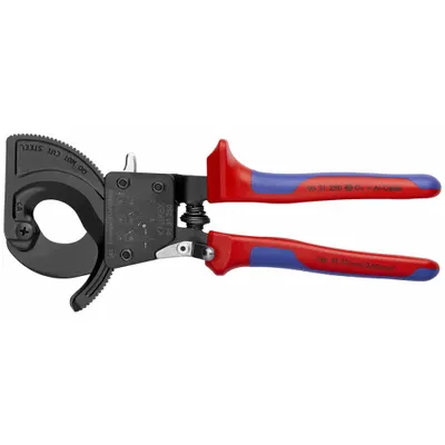 KNIPEX Ratchet Cable Cutter: Multi-Component Handle, Shear - Ratcheting Electrical & Data Cable Cutters