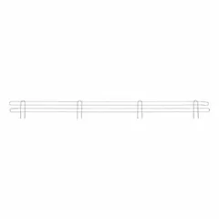 Steel ledge designed for wire shelving systems, providing a retaining edge to help prevent items from falling off shelves. Measures 60 inches in length with a chrome finish. Suitable for storage and organization applications where shelf containment is needed.