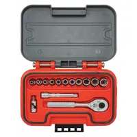 PROTO Socket Set: 1/4 in Drive, 14 Piece, Metric, 4 mm to 12 mm (MPN J47214S)