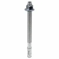 Steel wedge anchor for fastening into solid concrete. 1/2" diameter, 7" overall length with 5-1/2" thread length and 1/2"-13 thread size. Zinc plated finish. Supplied in a 25-pack