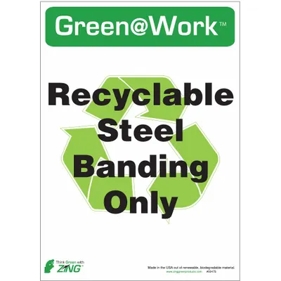 ZING Social Distancing Adhesive Sign: Plastic, Adhesive Sign Mounting, Not Retroreflective - Green@Work: Recyclable Steel Banding Only Signs