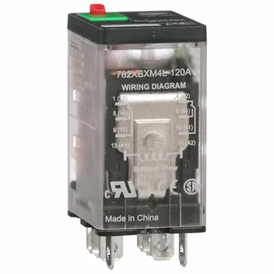 SCHNEIDER General Purpose Relay: Socket Mounted, 15 A Current Rating, 120V AC, DPDT - Socket-Mounted Relays