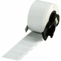 Pre-Cut Label Stock Roll: 1/2 in x 1 in, 1 in x 1/2 in, Polyester, Halogen-Free/Metal Detectable (MPN M6-17-428)